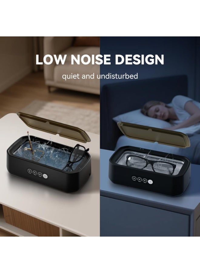 كيلا منظف مجوهرات بالموجات فوق الصوتية، آلة تنظيف 50 كيلو هرتز مع 3 أوضاع مؤقت، خزان من الفولاذ المقاوم للصدأ 304 سعة 22 أونصة، آلة صوتية لجميع المجوهرات والنظارات والخواتم وحافظات العملات المعدنية وأحزمة الساعات والأطقم السنية، أسود - Image 5