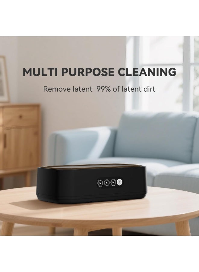 كيلا منظف مجوهرات بالموجات فوق الصوتية، آلة تنظيف 50 كيلو هرتز مع 3 أوضاع مؤقت، خزان من الفولاذ المقاوم للصدأ 304 سعة 22 أونصة، آلة صوتية لجميع المجوهرات والنظارات والخواتم وحافظات العملات المعدنية وأحزمة الساعات والأطقم السنية، أسود - Image 2