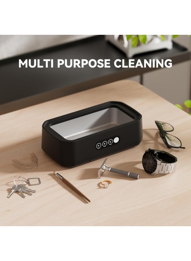 كيلا منظف مجوهرات بالموجات فوق الصوتية، آلة تنظيف 50 كيلو هرتز مع 3 أوضاع مؤقت، خزان من الفولاذ المقاوم للصدأ 304 سعة 22 أونصة، آلة صوتية لجميع المجوهرات والنظارات والخواتم وحافظات العملات المعدنية وأحزمة الساعات والأطقم السنية، أسود - Image 3