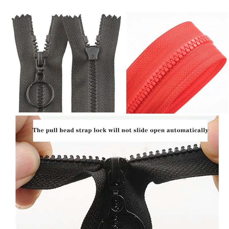 Wonesifee Zippers Colorful Resin 14pcs Ring Pulls #3 Plastic with Lifting Separating Zippers for Clothes DIY Children Coat Sewing Craft Mixed 14 Colors Resin Zip (50cm) 20inch - Image 2