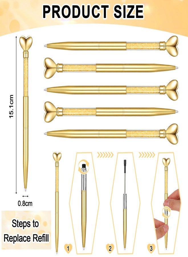 Jetec 50 Pcs Heart Shaped Pens Black Ink Retractable Metal Cute Ballpoint Pens Decorative Engagement Gifts Gifts for Women Wedding Bridal Shower Sleepover Party Favor(Gold) - Image 3