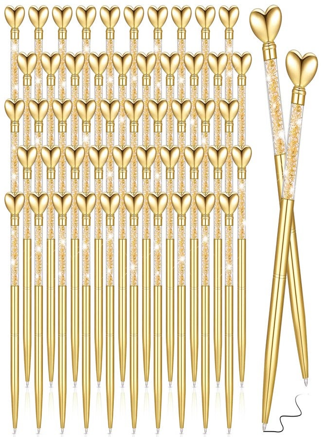 Jetec 50 Pcs Heart Shaped Pens Black Ink Retractable Metal Cute Ballpoint Pens Decorative Engagement Gifts Gifts for Women Wedding Bridal Shower Sleepover Party Favor(Gold) - Image 1