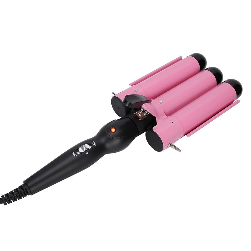 woobles Hair Curling Iron Wands Curler Tourmaline Ceramic Curling Iron, 3 Barrels Waves Curls Big Waves Curls Tourmaline Ceramic Fast Heating Curlers for Long/Short Hair 32mm Triple Barrels Curling Iron(US)-US - Image 4