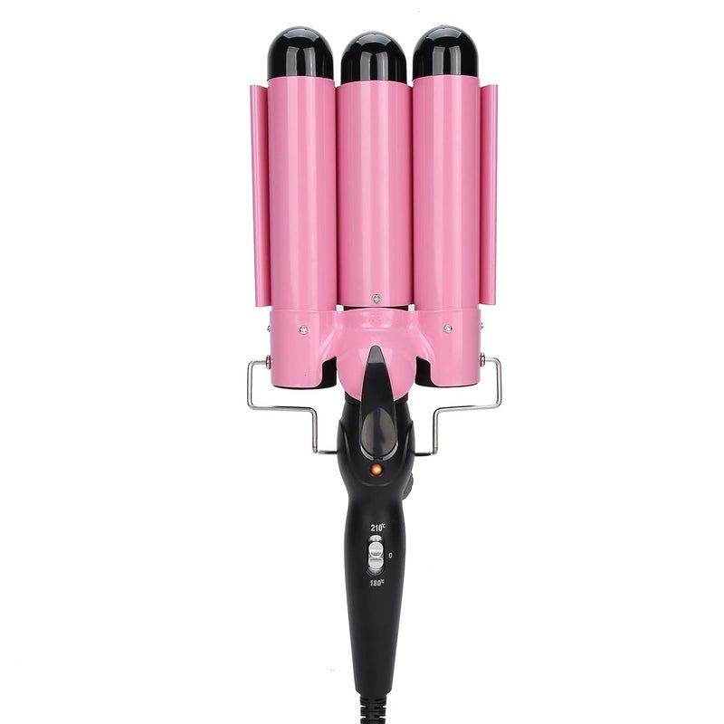 woobles Hair Curling Iron Wands Curler Tourmaline Ceramic Curling Iron, 3 Barrels Waves Curls Big Waves Curls Tourmaline Ceramic Fast Heating Curlers for Long/Short Hair 32mm Triple Barrels Curling Iron(US)-US - Image 5