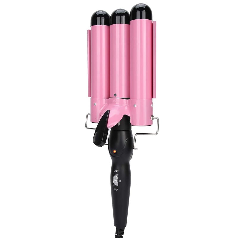 woobles Hair Curling Iron Wands Curler Tourmaline Ceramic Curling Iron, 3 Barrels Waves Curls Big Waves Curls Tourmaline Ceramic Fast Heating Curlers for Long/Short Hair 32mm Triple Barrels Curling Iron(US)-US - Image 3