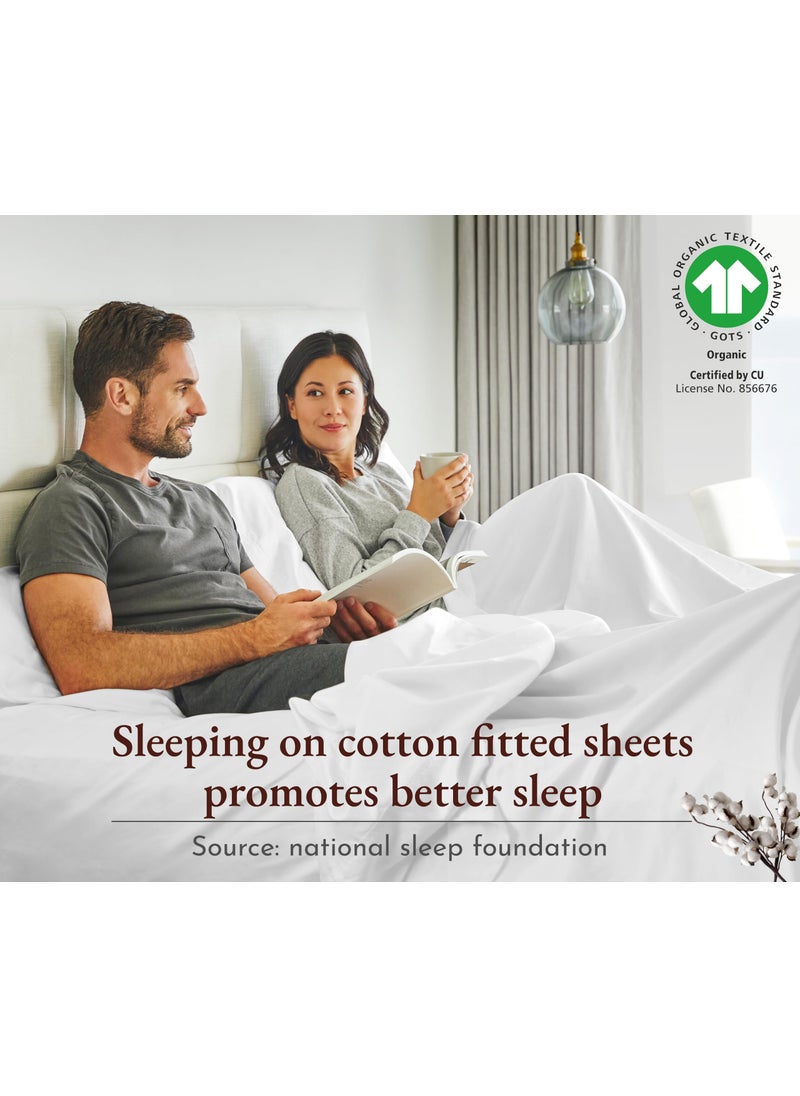 California Design De California Design Den 100% Organic Twin Fitted Only  Percale Cotton Fitted Sheet  Deep Pocket  Navy Blue Sheet Only  GOTS Certified  Lightweight  Snug-Fit  1 Pc Twin Cooling Fitted Sheets (Navy Blue)  - Image 2