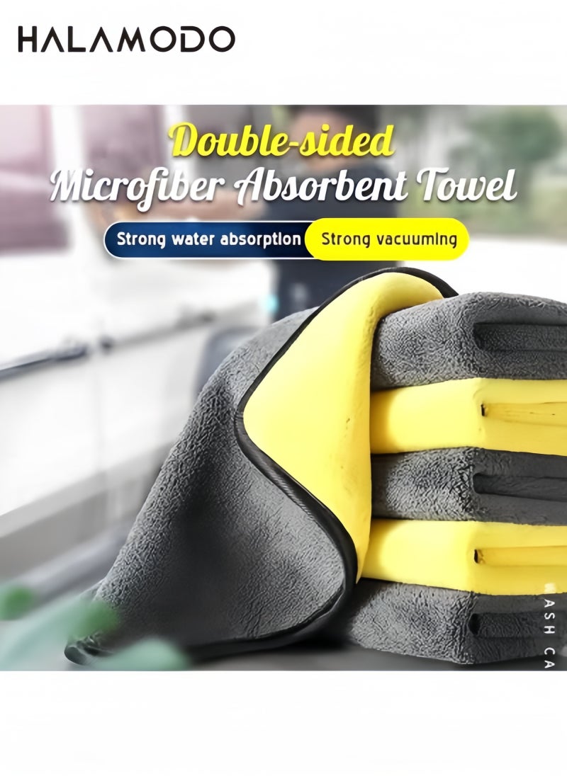Halamodo قطعة قماش تنظيف من الألياف الدقيقة، منشفة من الألياف الدقيقة مزدوجة الجوانب، خالية من الوبر، عالية الامتصاص، متعددة الأغراض، أدوات تنظيف الغبار والأوساخ لتنظيف السيارة - Image 1