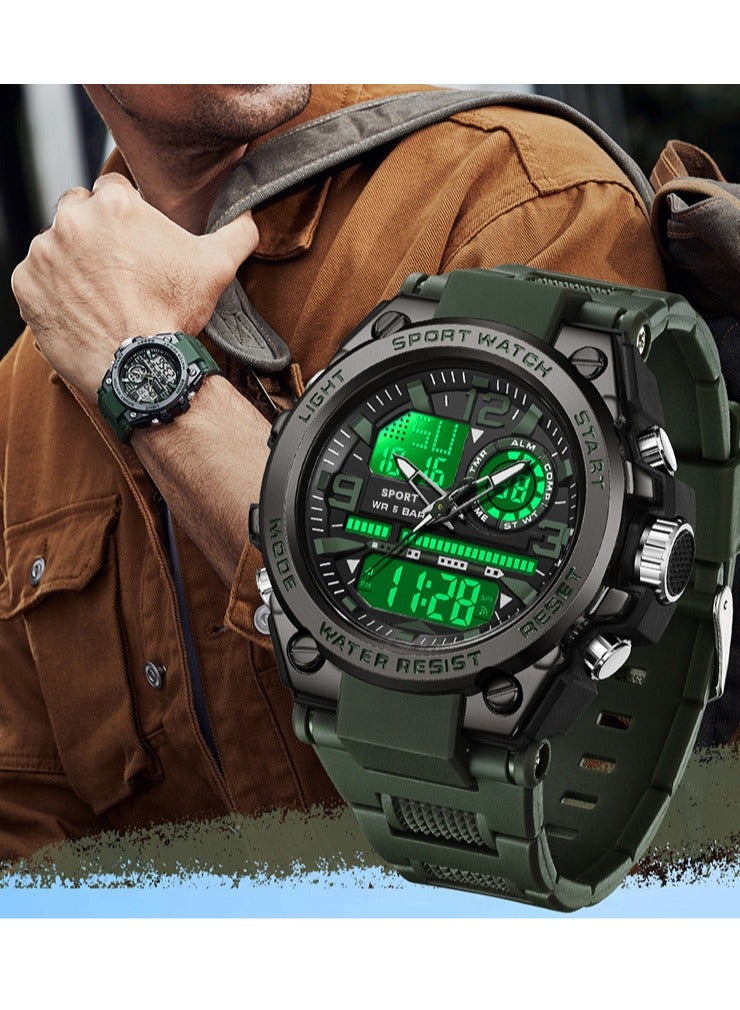 Sanda Watches for men analog-digital display quartz watch waterproof men's watch Green - Image 2