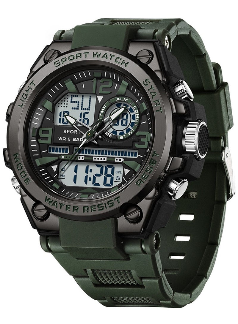 Sanda Watches for men analog-digital display quartz watch waterproof men's watch Green - Image 1