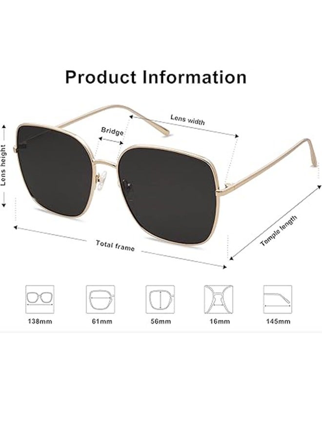 عام نظارات شمسية عصرية بإطار معدني مربع كبير الحجم للنساء والرجال بعدسات عاكسة مسطحة للحماية من الأشعة فوق البنفسجية - Image 5