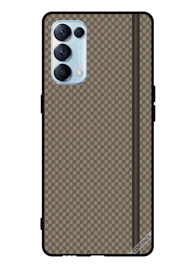 Covernex Protective Case Cover For Oppo Reno5 Pro 5G Red & Green Strips On Brown Pattern  - Image 1