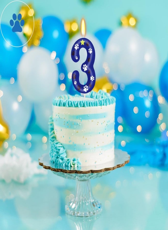ElekFX Blue Dog Paw Birthday Candles, Number 3 Dog Birthday Decorations, 2.76 inch Paw Cake Topper Cupcake Toppers, Birthday Party Decorations for Kids (Number 3) - Image 4