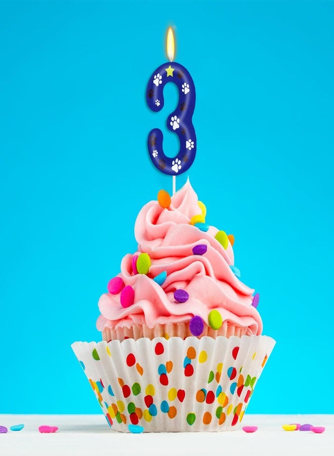 ElekFX Blue Dog Paw Birthday Candles, Number 3 Dog Birthday Decorations, 2.76 inch Paw Cake Topper Cupcake Toppers, Birthday Party Decorations for Kids (Number 3) - Image 3