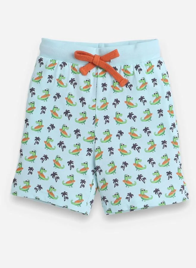 victor and jane Graphic Print T-Shirt and All-Over Printed Shorts Set