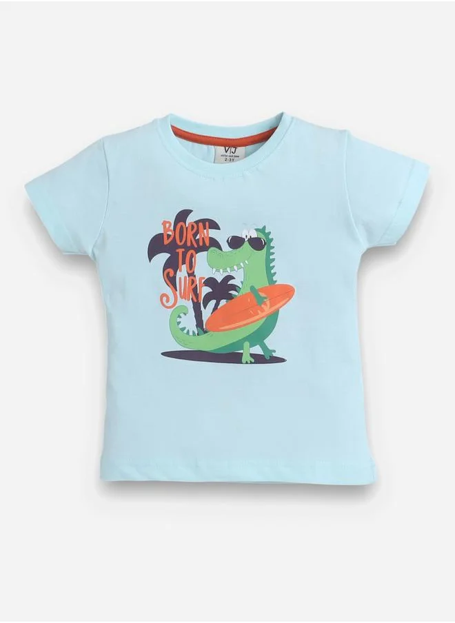 victor and jane Graphic Print T-Shirt and All-Over Printed Shorts Set