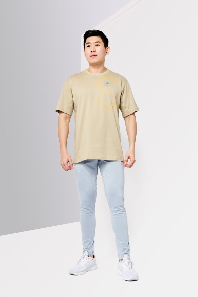 Adidas Adidas by Stella McCartney Men Sportswear Fit Short Sleeve Outdoor T Shirt, Beige  - Image 3