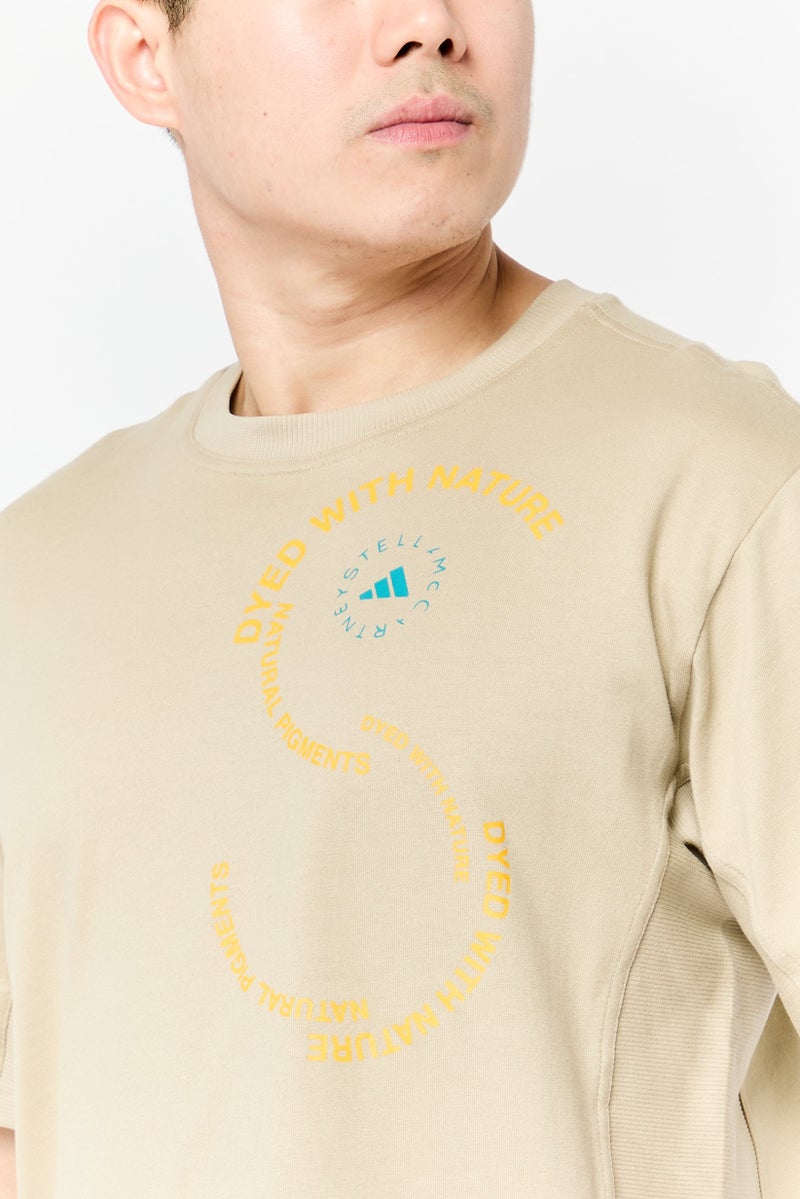 Adidas تي شيرت رياضي قصير الأكمام للرجال من أديداس بتصميم ستيلا مكارتني، بيج - Image 4