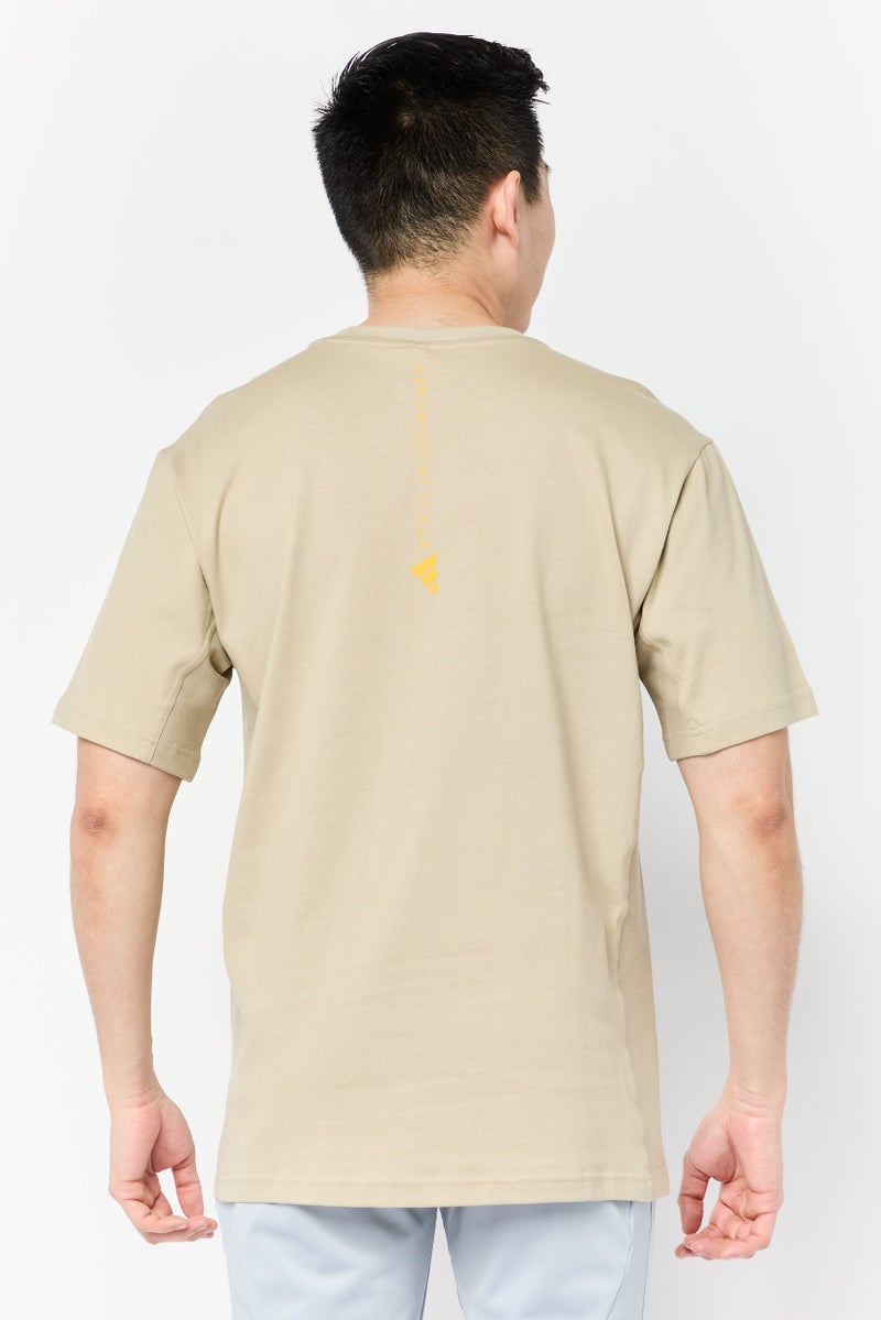 Adidas تي شيرت رياضي قصير الأكمام للرجال من أديداس بتصميم ستيلا مكارتني، بيج - Image 2