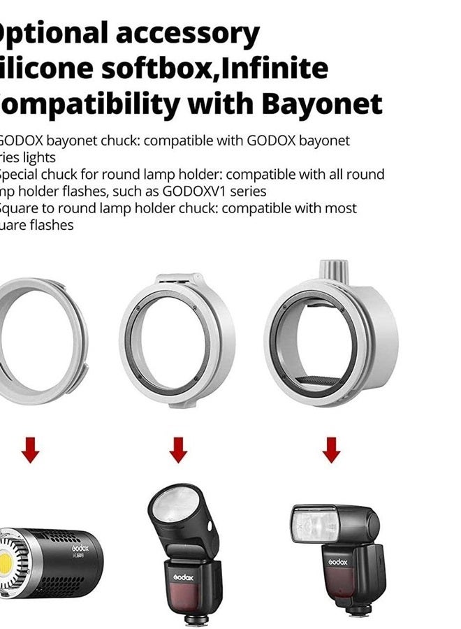 Godox ML-CD15 Softbox Diffusion Dome Kit with 3 Adapters for godox V1 AD100PRO AD200PRO V860III V860II V850II TT685II TT685 TT600 TT560II TT520II TT660S AD200 ML30 ML30Bi ML60 ML60Bi AD300PRO AD400PRO - Image 2