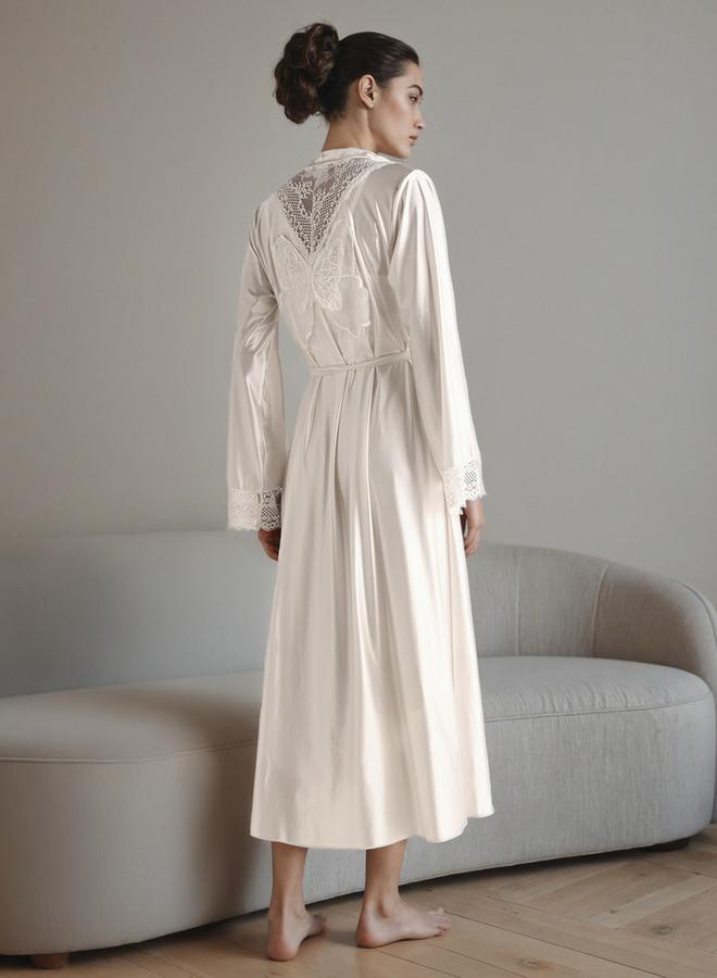 Splash FAV Lace Panel Asymmetric Bridal Night Gown with Robe - Image 3