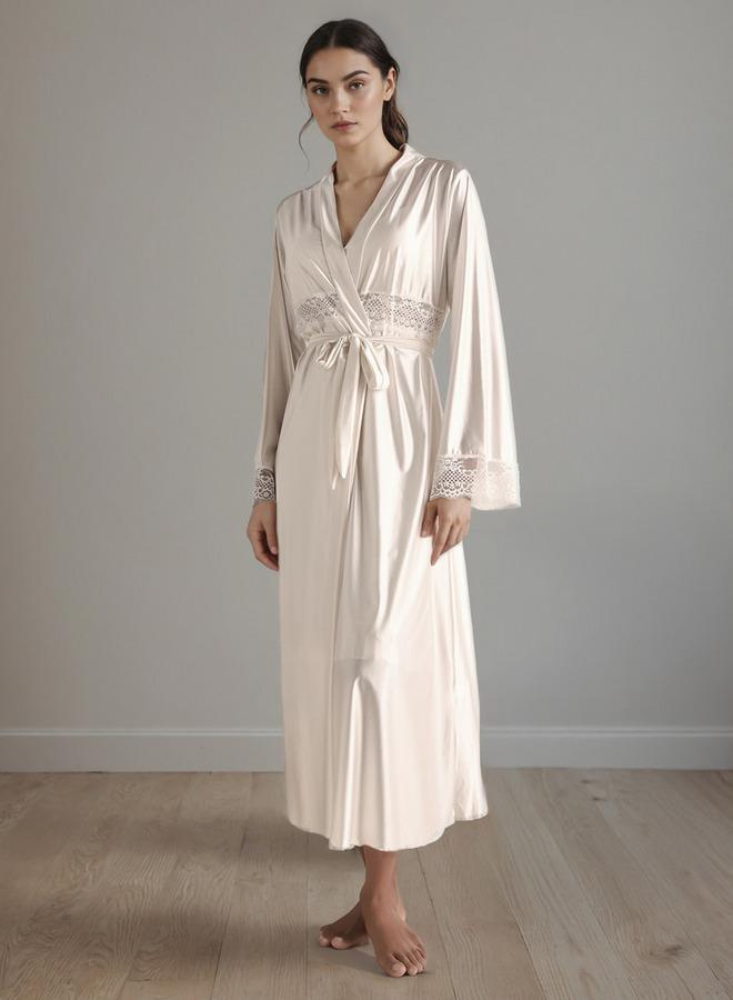 Splash FAV Lace Panel Asymmetric Bridal Night Gown with Robe - Image 1