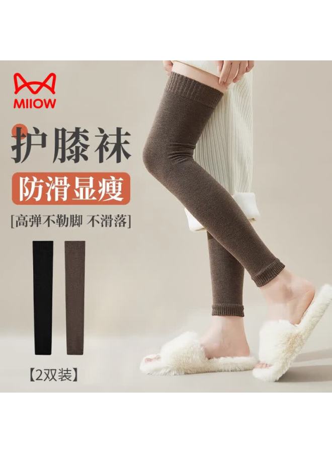 MIIOW 2 Double-leg Wool Over-knee Stockings For Women , Ladies' Sock Covers - Image 1
