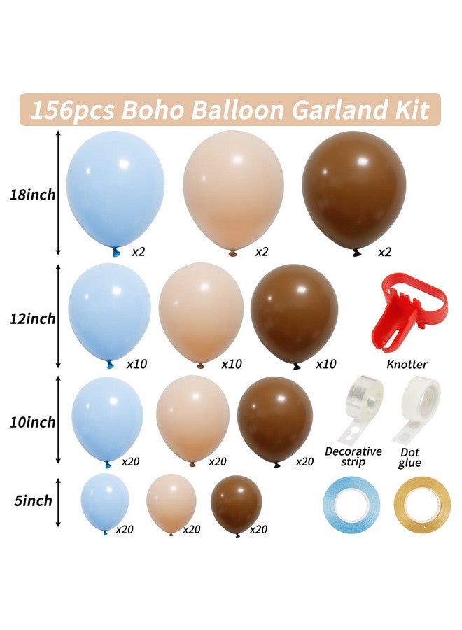 RUBFAC 156Pcs Brown Blue Balloon Garland Arch Kit, Bear Baby Shower Decoration With Boho Brown Skin Color Blue Balloons For Gender Reveal And Birthday Party Decoration - Image 2