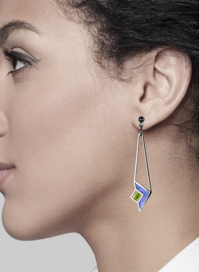 Frank Lloyd Wright Art Glass Blue Enamel Earrings - Image 3