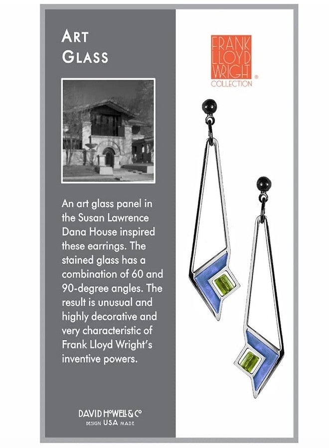 Frank Lloyd Wright Art Glass Blue Enamel Earrings - Image 2