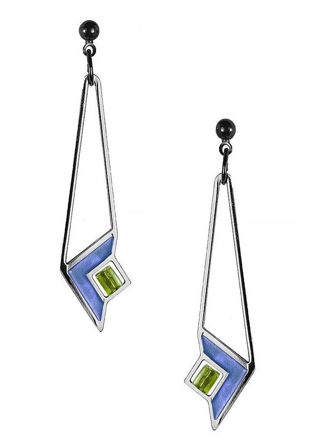 Frank Lloyd Wright Art Glass Blue Enamel Earrings - Image 1