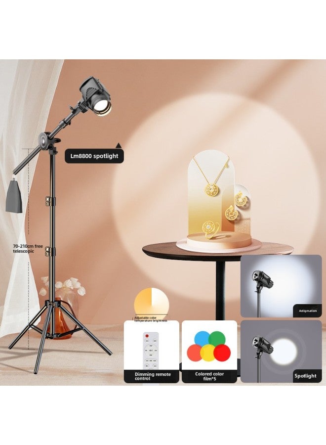 Special Hair Lamp In The Live Broadcast Room Live Overhead Atmosphere Spotlight Gods Girl Hair Lamp Contour Fill Light-Specifications:LM8800 Three-color Adjustable Focus (send 5 Colors) 2m Floor Ceiling Lamp Bracket.  - Image 1
