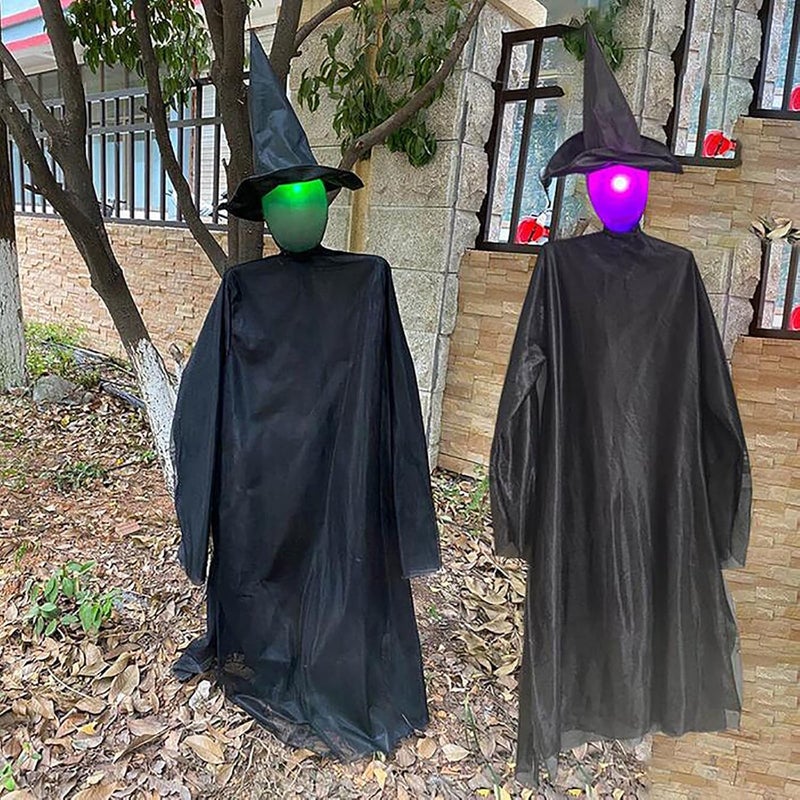 woobles Halloween Decorations Outdoor Witch Decor,Sound-Activated Sensor Light-UP Witches,Holding Hand Witch Waterproof Glowing Stake,Life Size Scary Halloween Outside Yard Garden Party Decor (Set of 3 Man) Set of 3 Man - Image 3