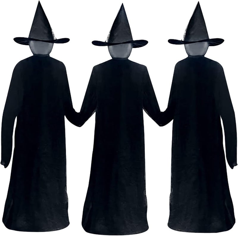 woobles Halloween Decorations Outdoor Witch Decor,Sound-Activated Sensor Light-UP Witches,Holding Hand Witch Waterproof Glowing Stake,Life Size Scary Halloween Outside Yard Garden Party Decor (Set of 3 Man) Set of 3 Man - Image 5