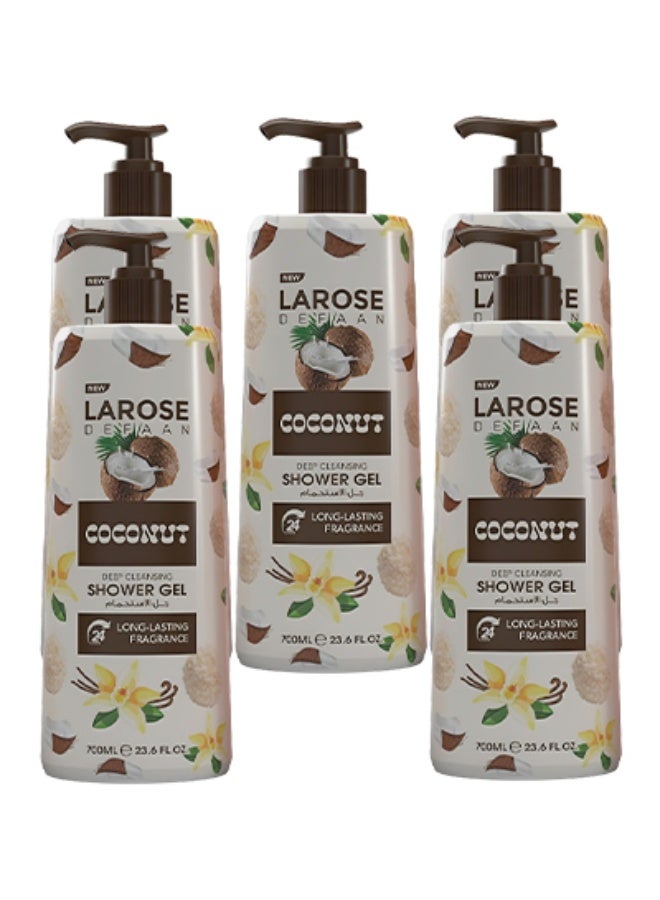 La Rose 5 Pieces Coconut Deep Cleansing Shower Gel Long Lasting Fragrance 700ml - Image 1