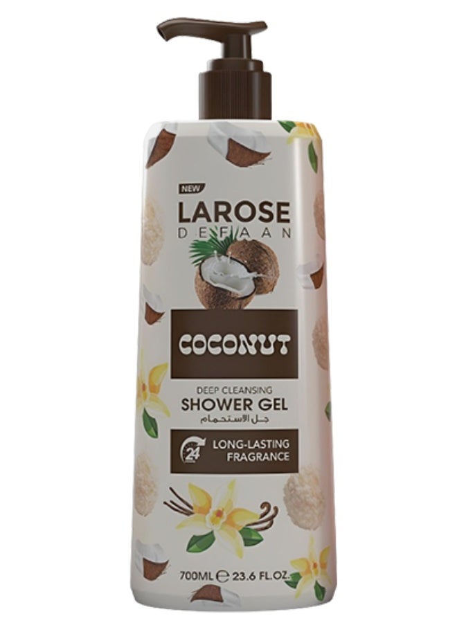 La Rose 5 Pieces Coconut Deep Cleansing Shower Gel Long Lasting Fragrance 700ml - Image 2