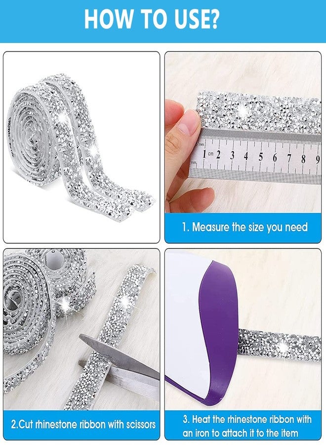 MAYCREATE® 4 Rolls Self Adhesive Bling Rhinestone Strips Diamond Ribbon, Glitter Resin Diamond Belt Sparkling Ribbon Stickers Wrap Crystal Roll for Wall Decoration, DIY Arts Crafts - Image 3