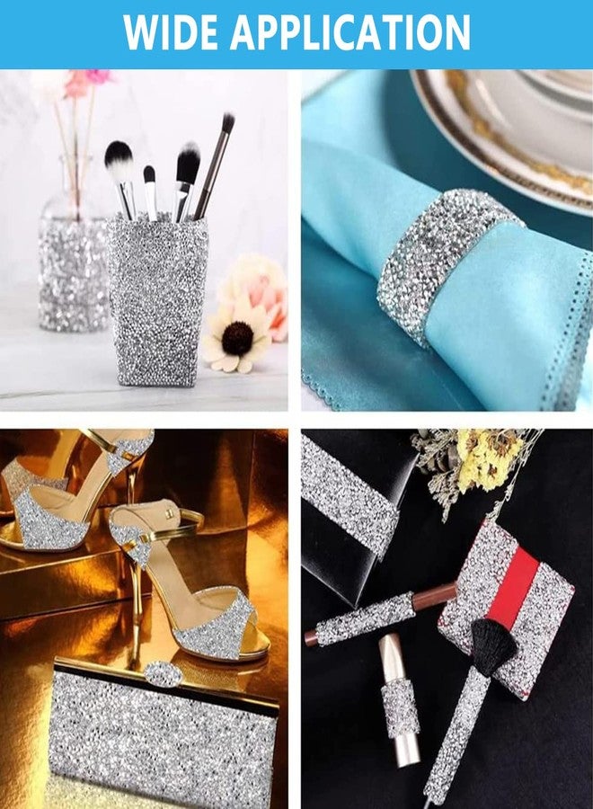 MAYCREATE® 4 Rolls Self Adhesive Bling Rhinestone Strips Diamond Ribbon, Glitter Resin Diamond Belt Sparkling Ribbon Stickers Wrap Crystal Roll for Wall Decoration, DIY Arts Crafts - Image 5