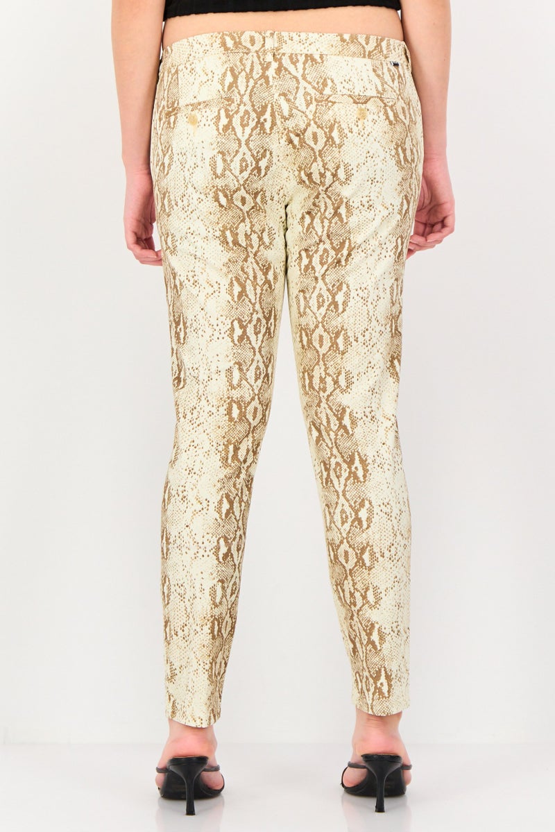 Reiko Women Cropped Fit Snakeskin Straight Leg Pants, Multicolor - Image 3