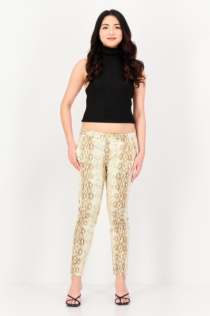 Reiko Women Cropped Fit Snakeskin Straight Leg Pants, Multicolor - Image 4