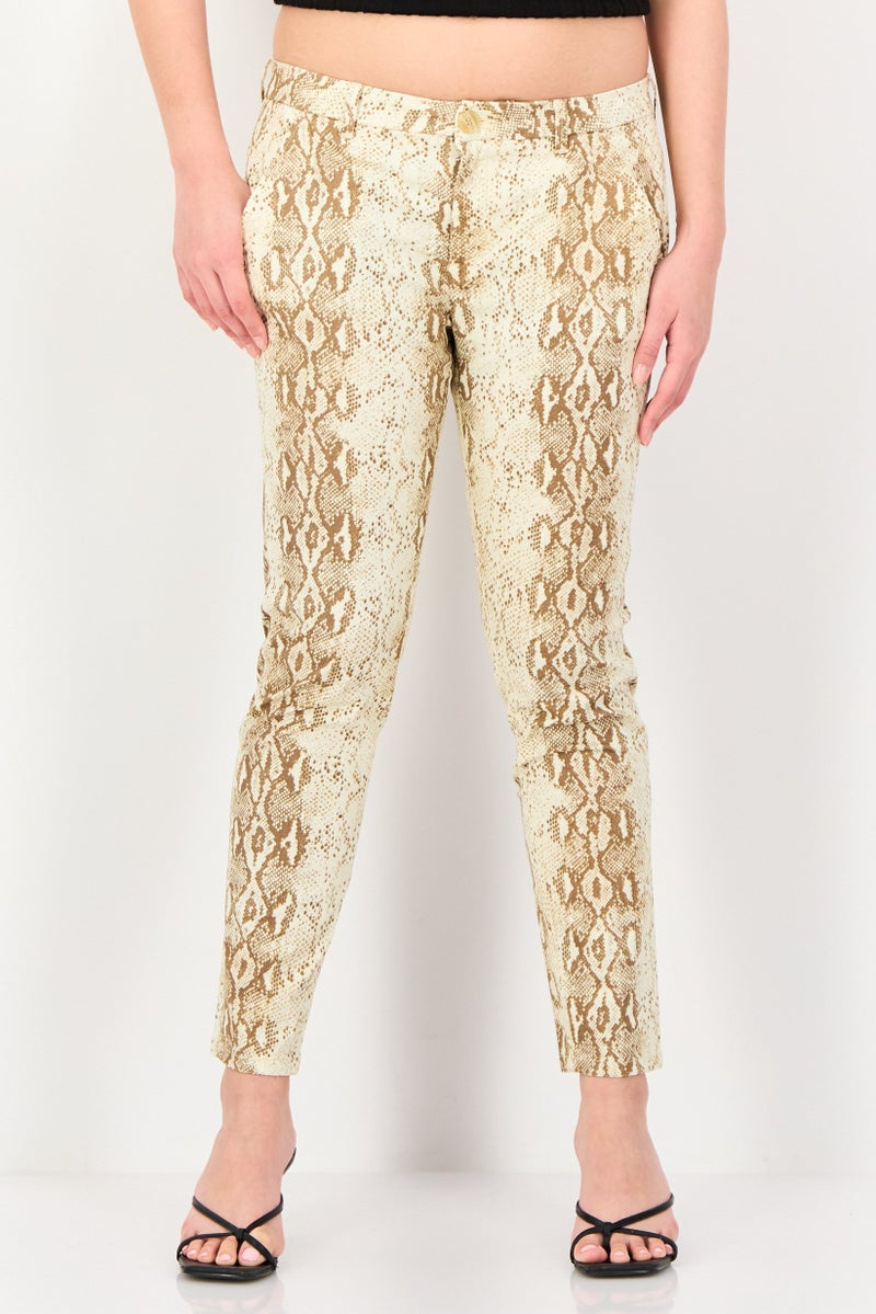 Reiko Women Cropped Fit Snakeskin Straight Leg Pants, Multicolor - Image 1