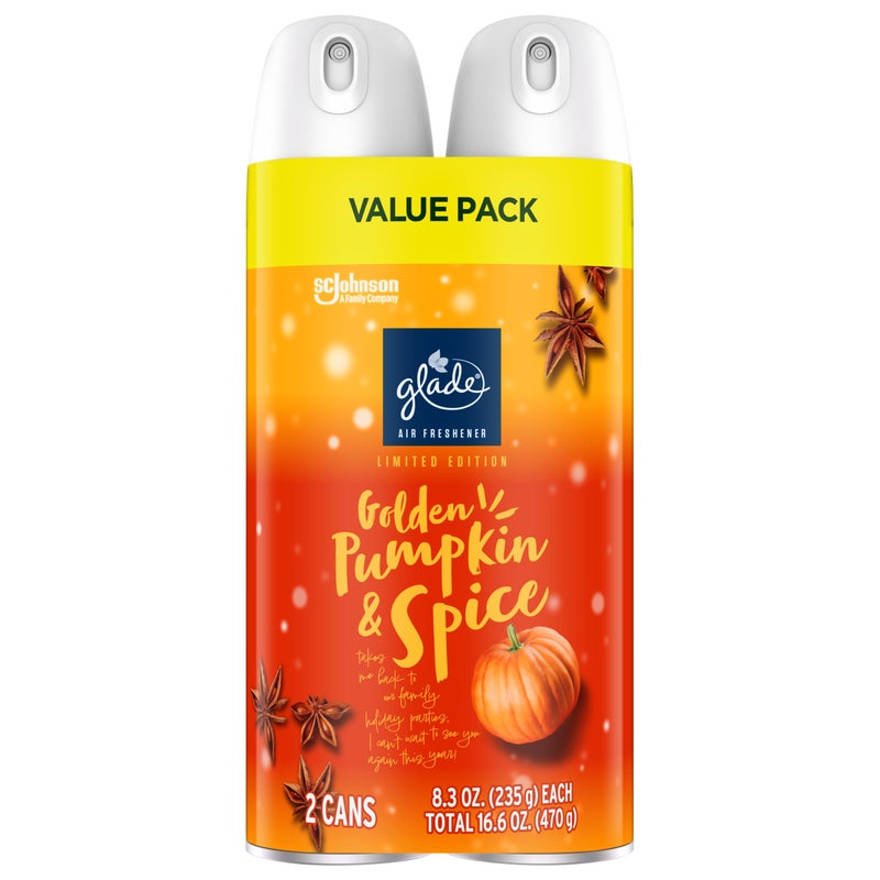 Glade Air Freshener Room Spray Golden Pumpkin Spice 83 oz Limited Edition Scent 2 Count