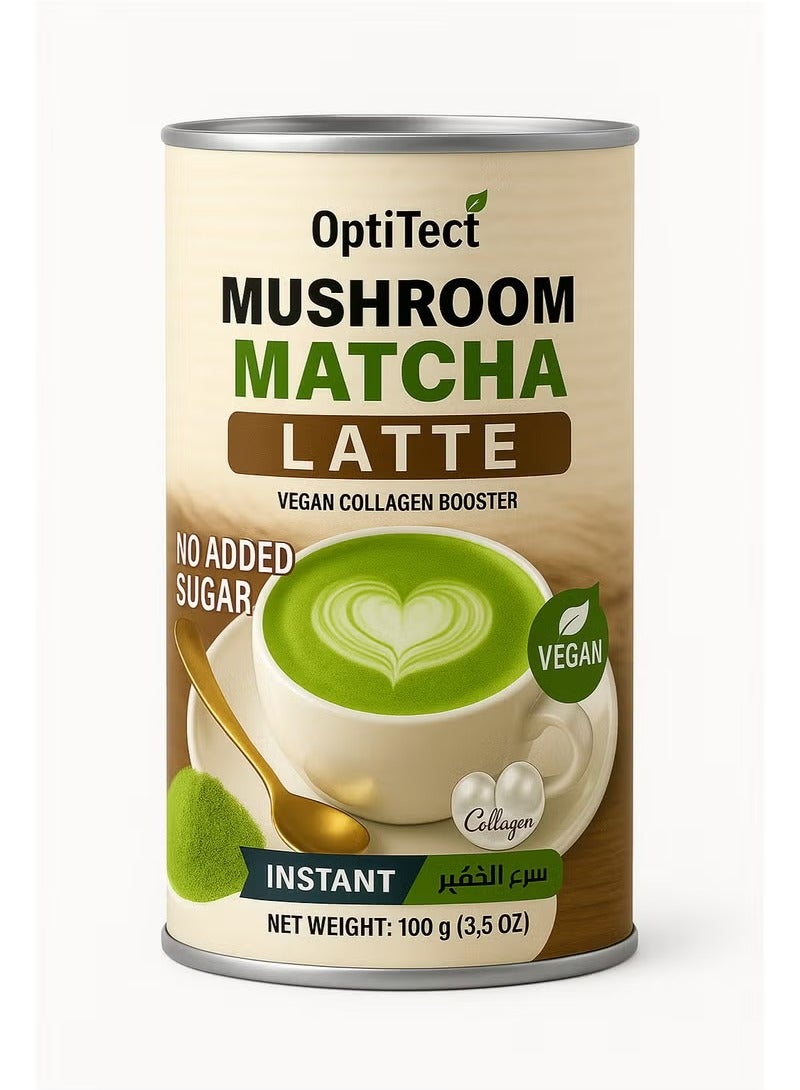 OptiTect Mushroom Matcha Latte 100 gm Premium Matcha + Mushroom Blend - Image 1