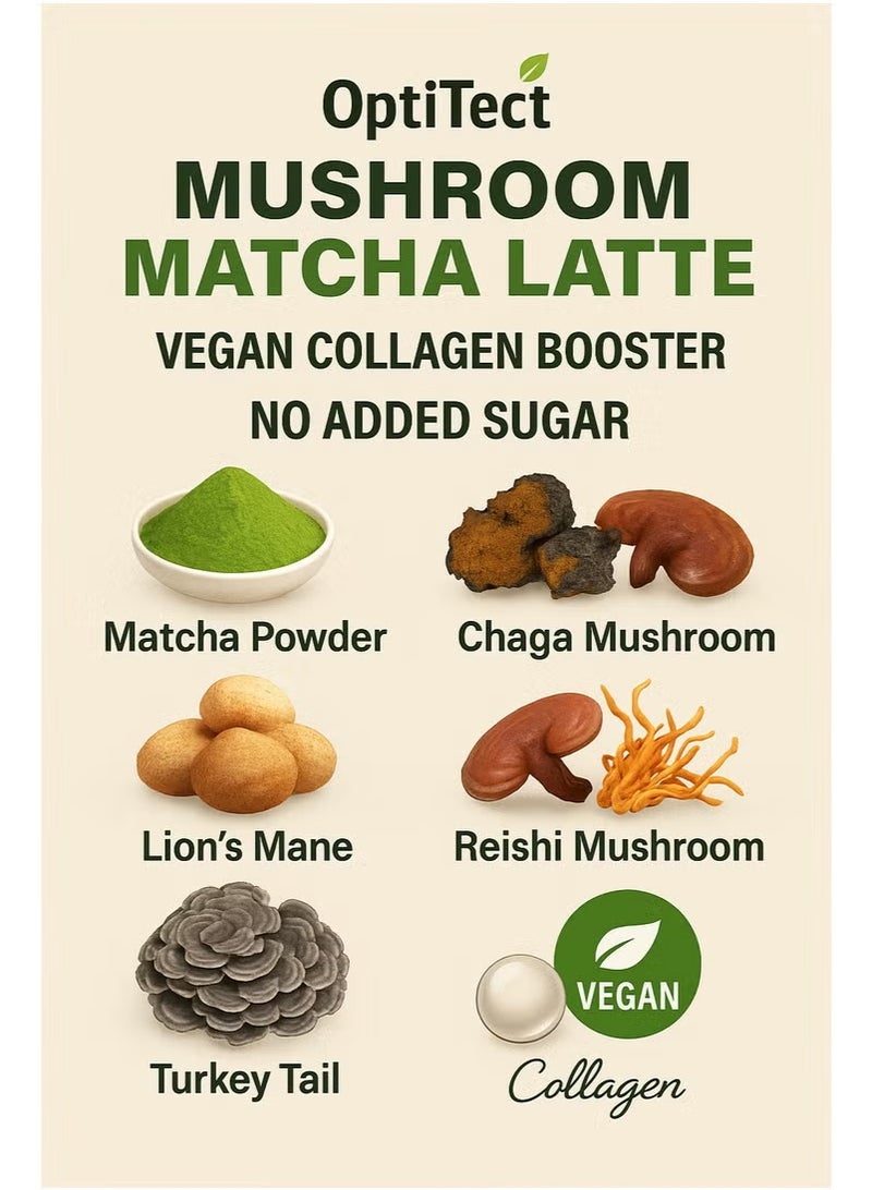 OptiTect Mushroom Matcha Latte 100 gm Premium Matcha + Mushroom Blend - Image 5