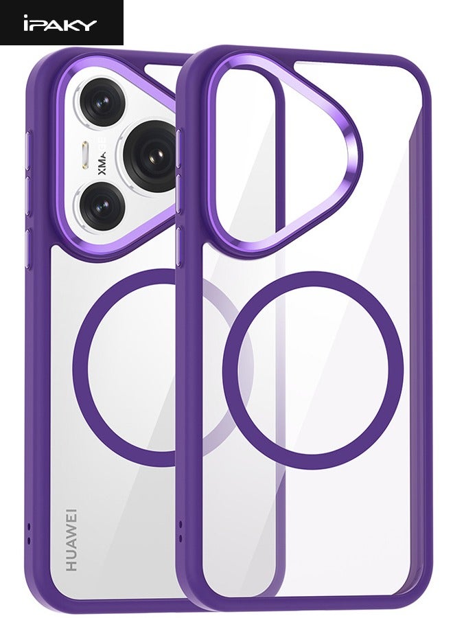 Huawei Pura 70 Pro Case Cover, [Compatible with Magsafe] Composite Material Case, Anti-Drop Shockproof Case for Pura 70 Pro, Slim Anti-Fall Back Cover for Huawei Pura 70 Pro, Purple