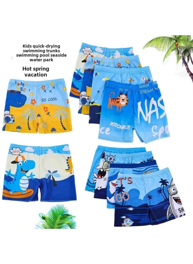 Loquat Boys' Swimming Trunks Children's Cartoon Printed Quick-drying Boxers Breathable Summer Professional Swimming Trunks For Students And Teenagers-Color:2213-1 Boy Camera Shark- - Image 2