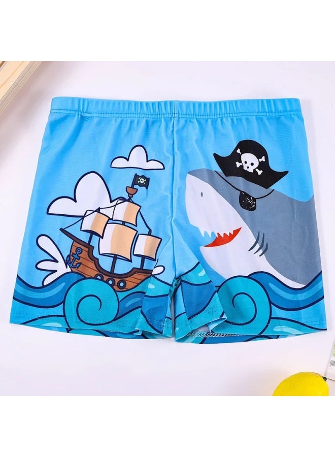 Loquat Boys' Swimming Trunks Children's Cartoon Printed Quick-drying Boxers Breathable Summer Professional Swimming Trunks For Students And Teenagers-Color:2213-1 Boy Camera Shark- - Image 4