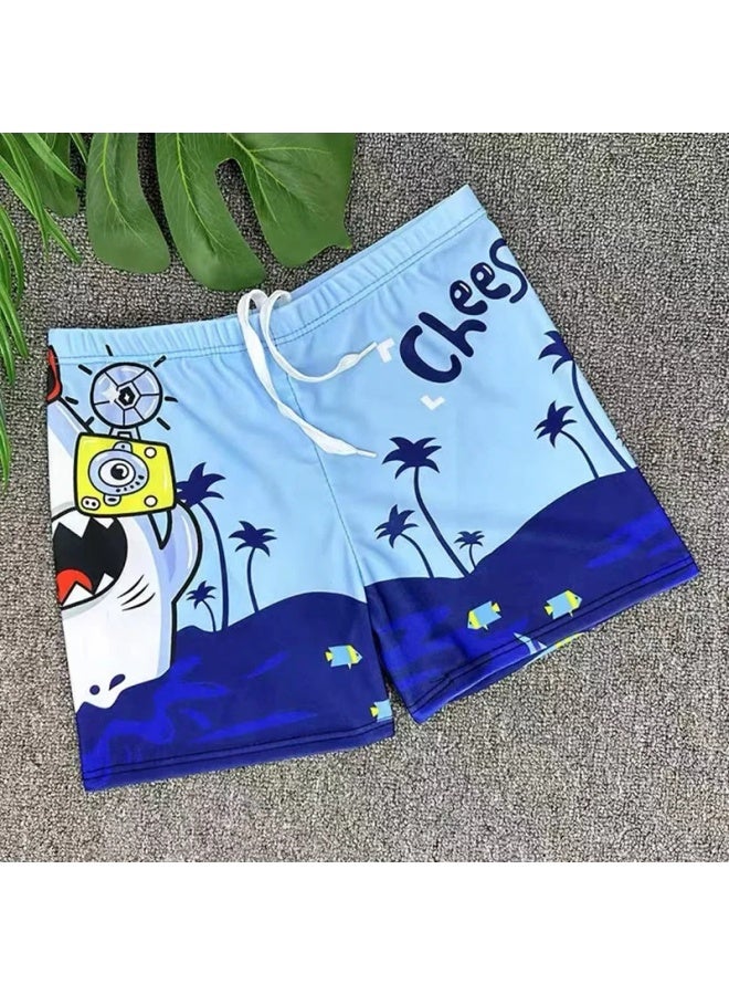 Loquat Boys' Swimming Trunks Children's Cartoon Printed Quick-drying Boxers Breathable Summer Professional Swimming Trunks For Students And Teenagers-Color:2213-1 Boy Camera Shark- - Image 5