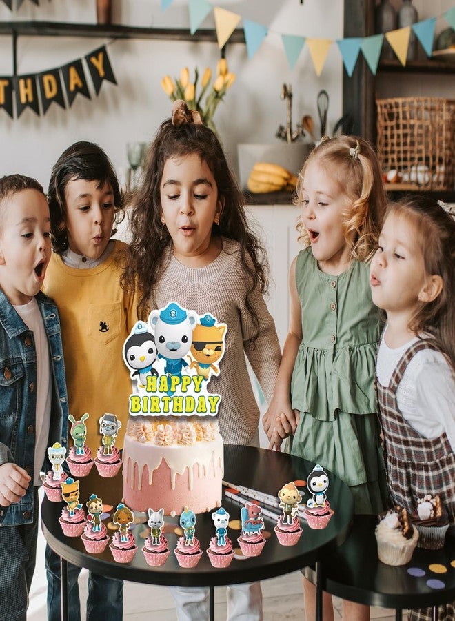 Fuyhiuous مجموعة من 25 قطعة لتزيين الكيك والكب كيك بتصميم أوكتونوت، لوازم حفلات أعياد ميلاد أوكتونوت، زينة كيك لحفلات أوكتونوت - Image 3