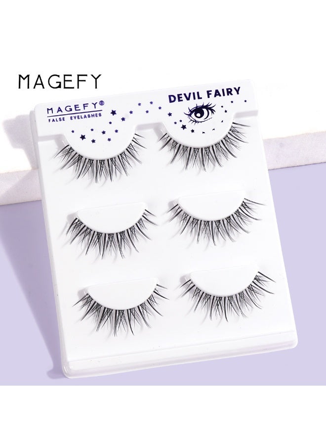 MAGEFY Natural 3D False Eyelashes, 13mm Volumizing False Eyelash Set, Fine Fluffy and Curled Eyelash Set (3 pairs) - Image 4