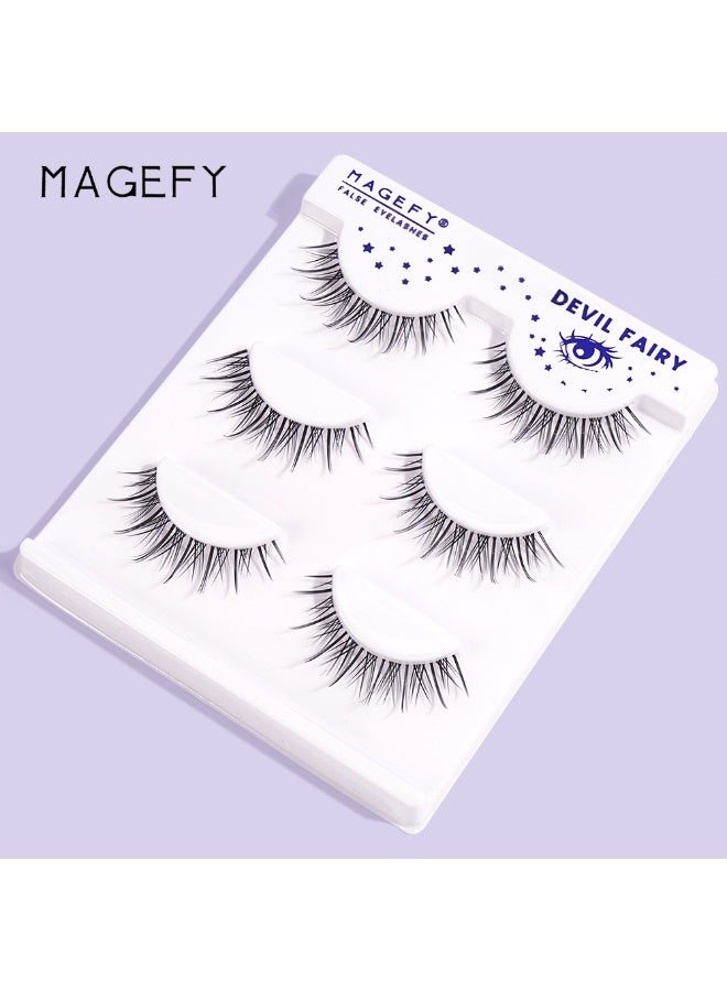 MAGEFY Natural 3D False Eyelashes, 13mm Volumizing False Eyelash Set, Fine Fluffy and Curled Eyelash Set (3 pairs) - Image 5